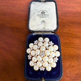 Vintage Pearl & Rhinestone Brooch