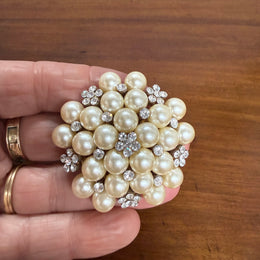 Vintage Pearl & Rhinestone Brooch