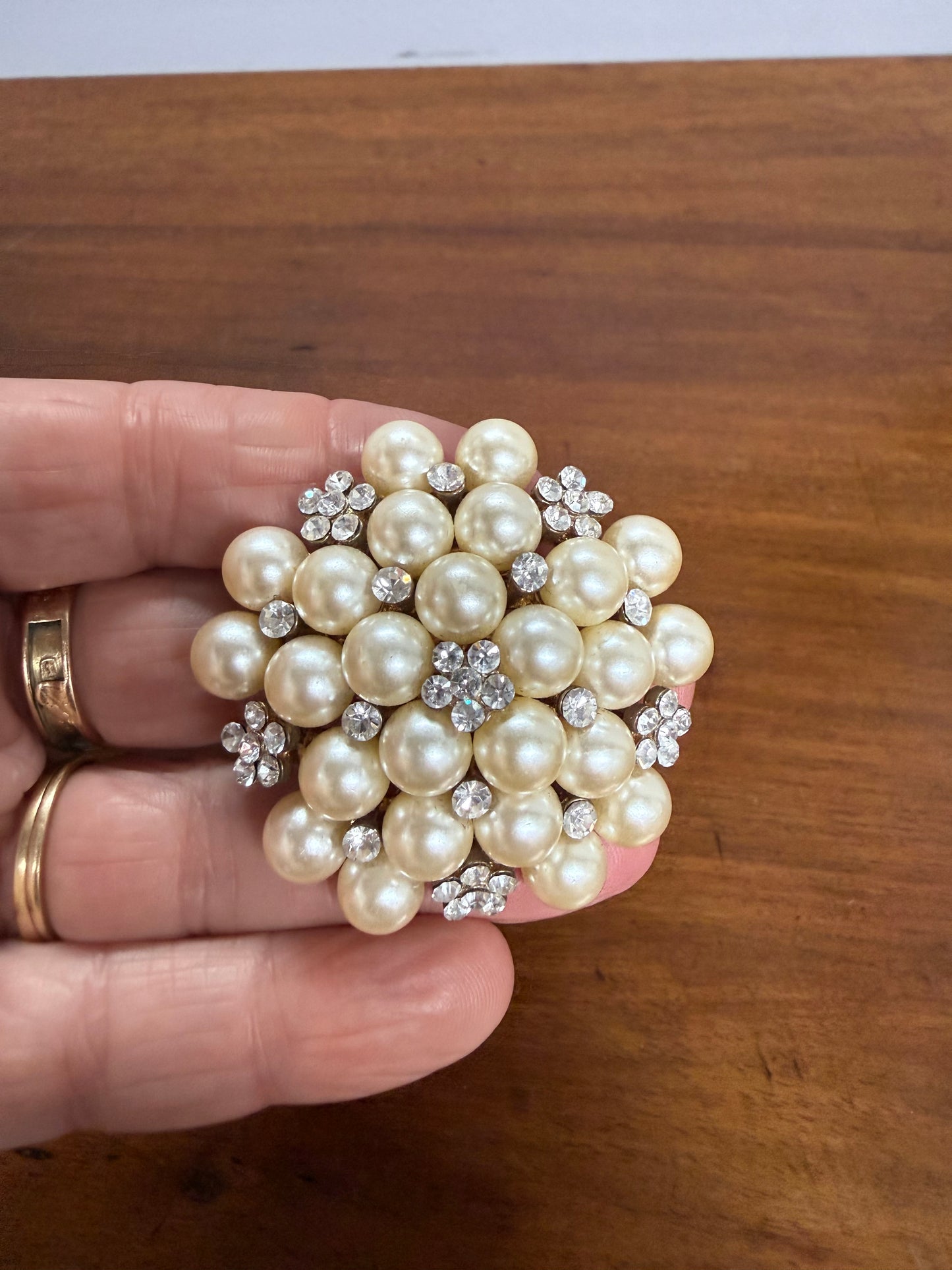 Vintage Pearl & Rhinestone Brooch