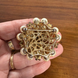 Vintage Pearl & Rhinestone Brooch