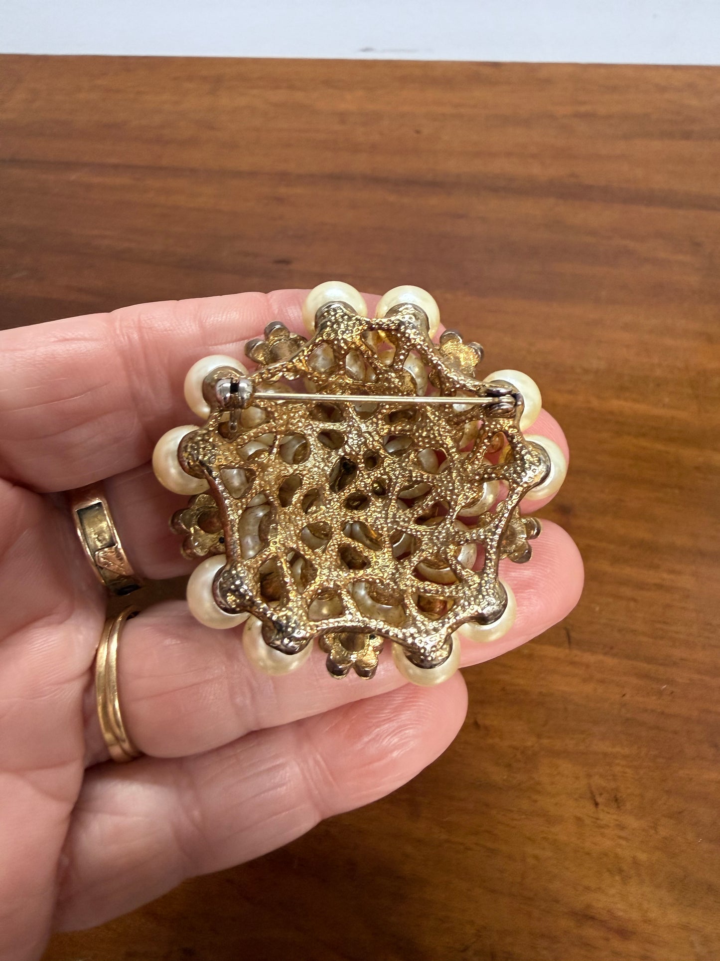 Vintage Pearl & Rhinestone Brooch