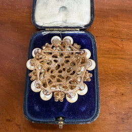 Vintage Pearl & Rhinestone Brooch