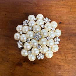 Vintage Pearl & Rhinestone Brooch
