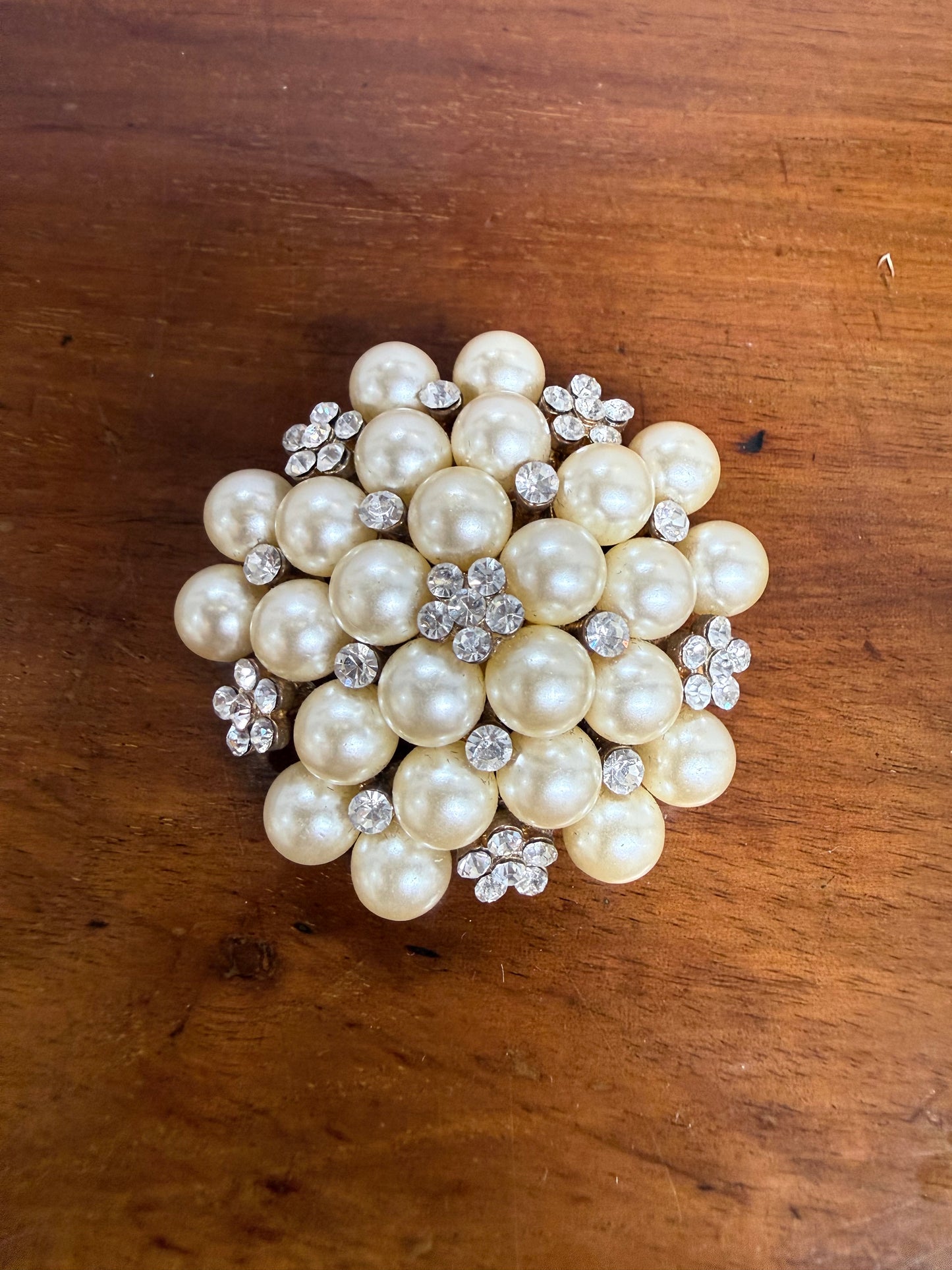Vintage Pearl & Rhinestone Brooch