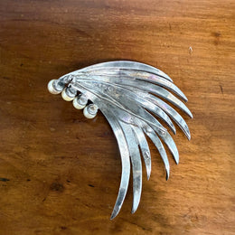 Stunning Marcasite and Pearl Sterling Silver Brooch