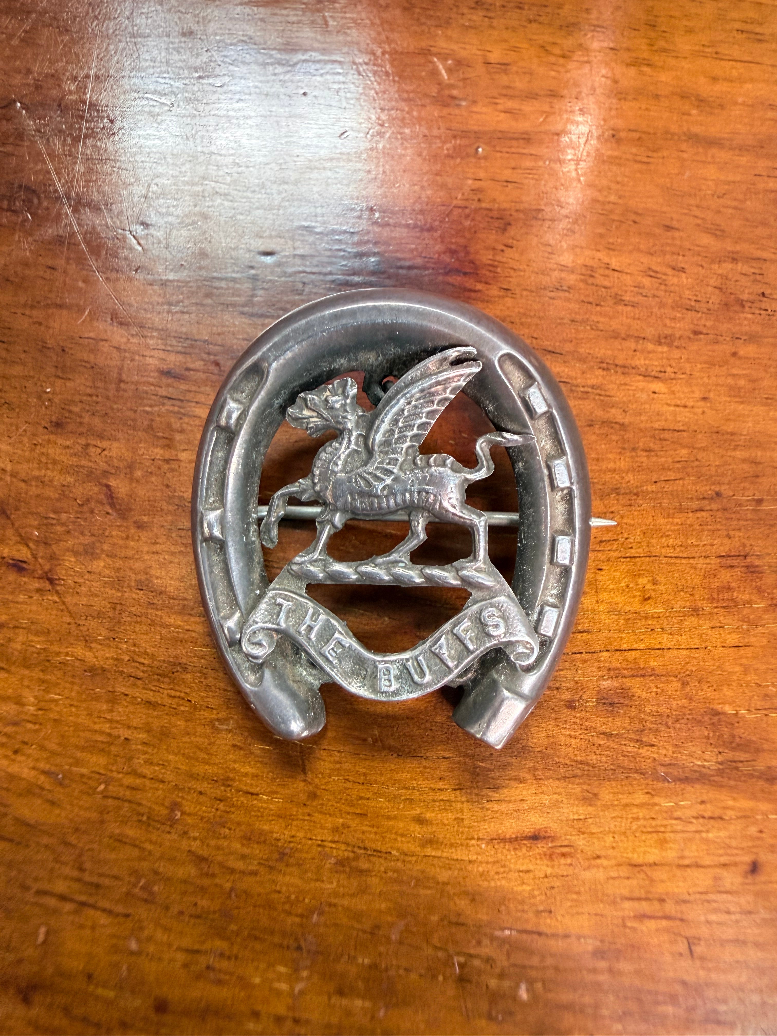 British C1911 "The Buffs" Silver Sweetheart Brooch - Hallmarked | Antique & Vintage | Moonee Ponds Antiques | Australia Wide