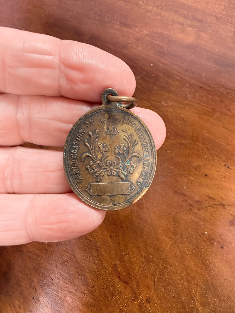 Large Antique Holy Family Pendant