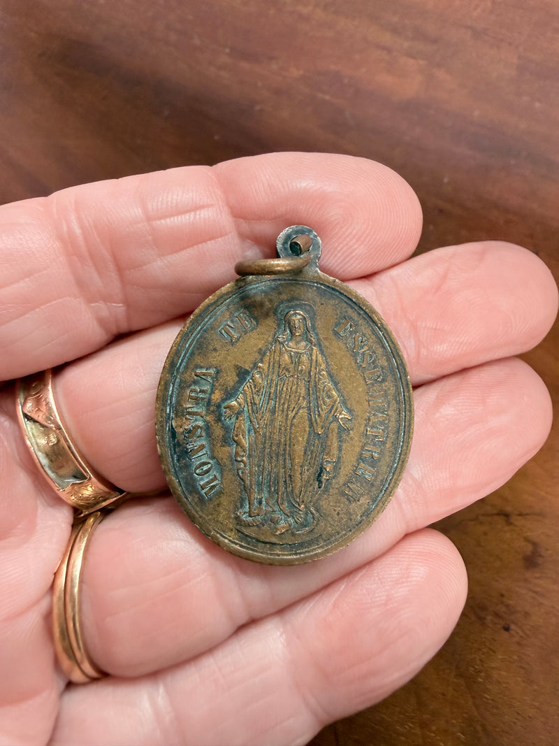 Large Antique Holy Family Pendant