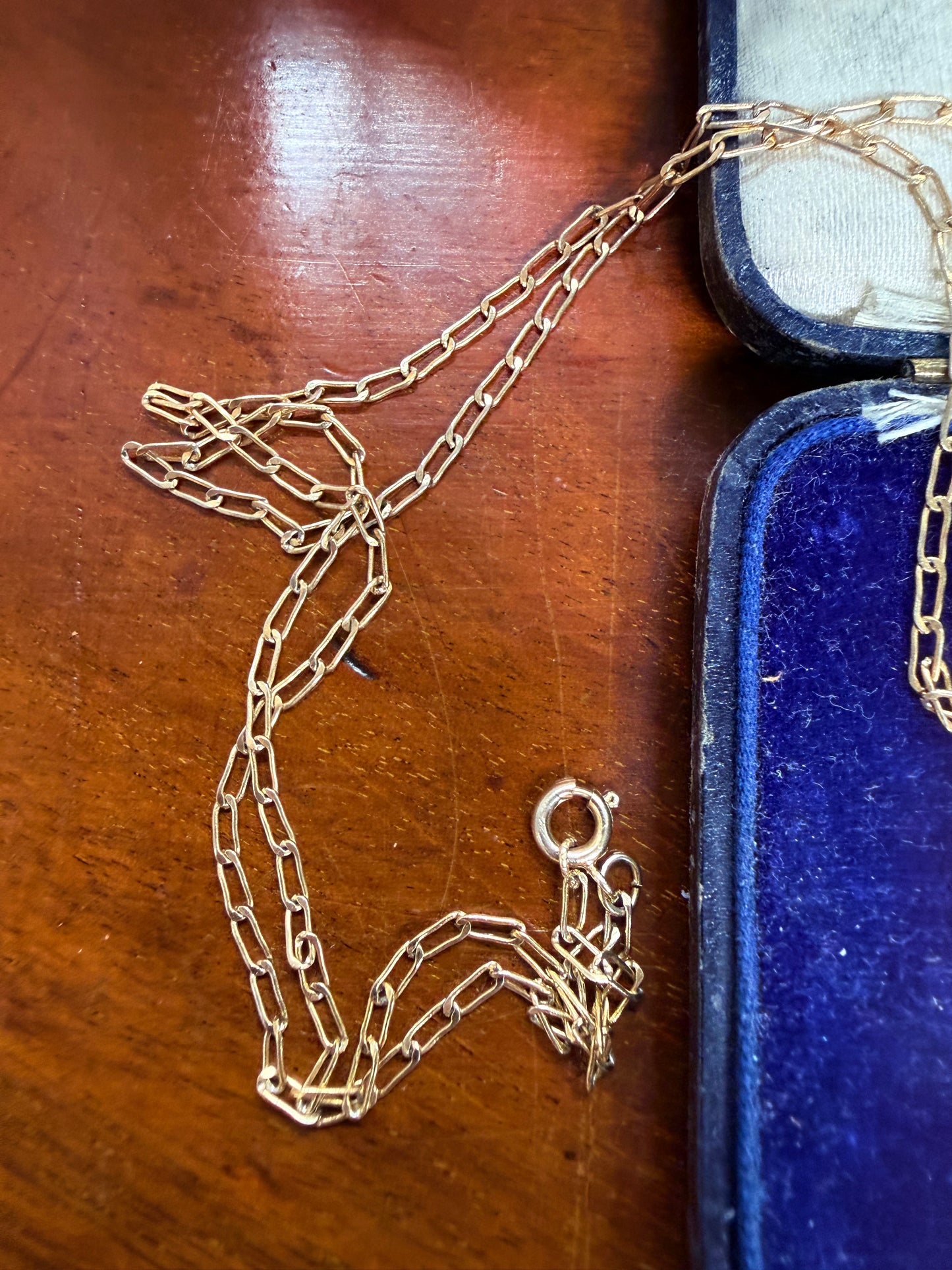 Edwardian 9ct Gold Silver Lined Amethyst Pendant & Chain