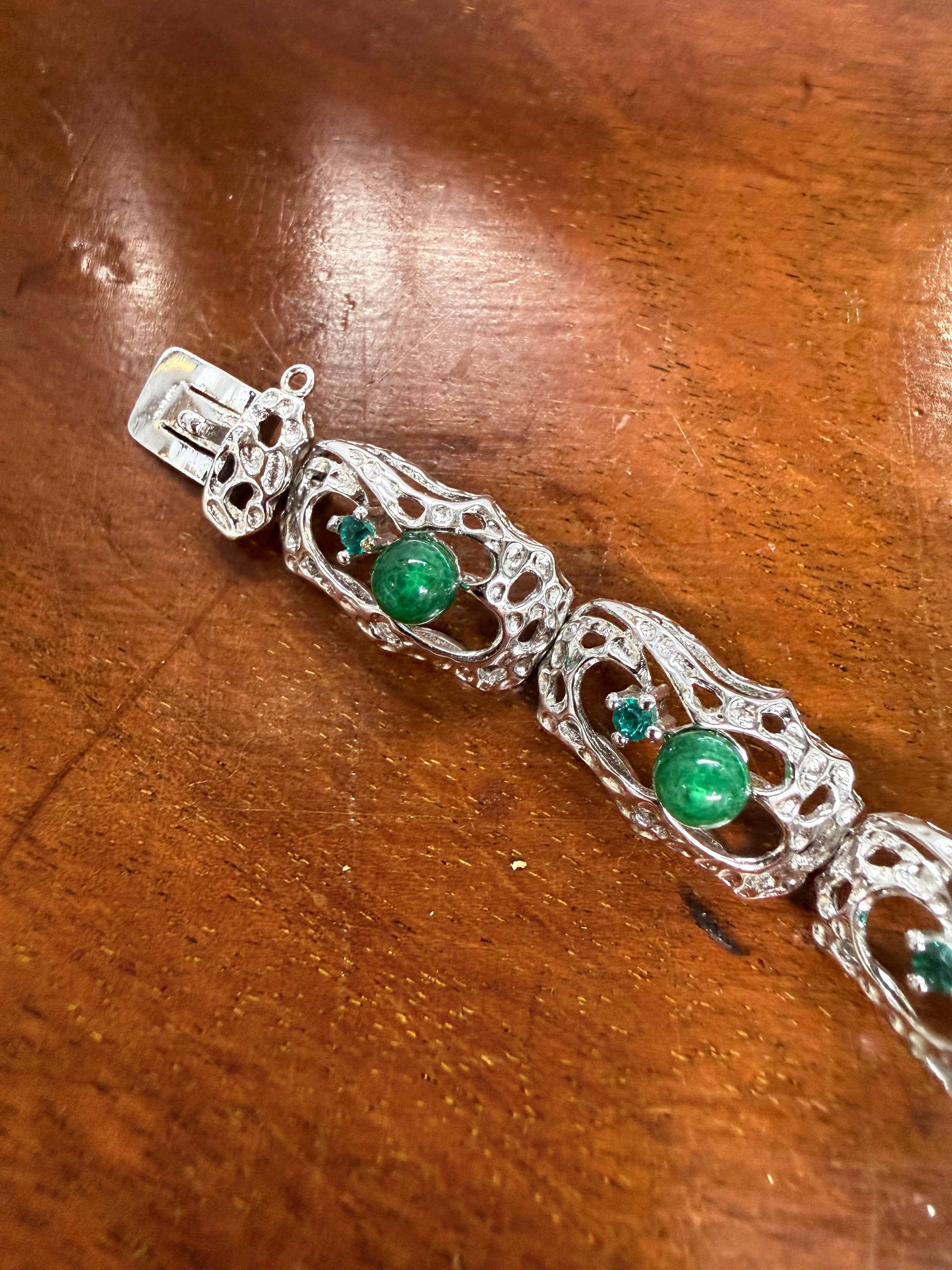 Lovely Vintage 925 Sterling Silver & Green Stones Bracelet | Antique & Vintage | Moonee Ponds Antiques | Australia Wide Delivery