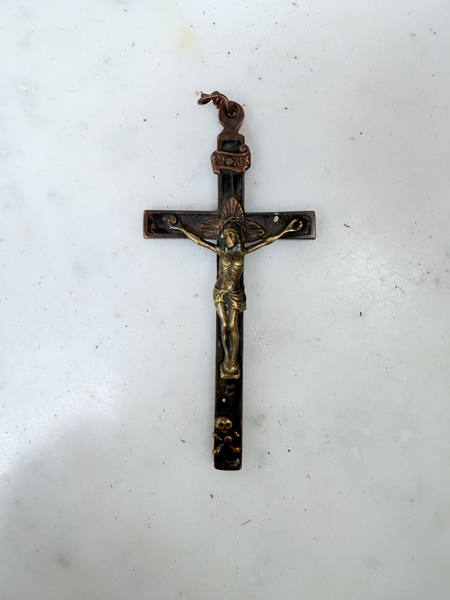 Antique Cast Brass Crucifix.