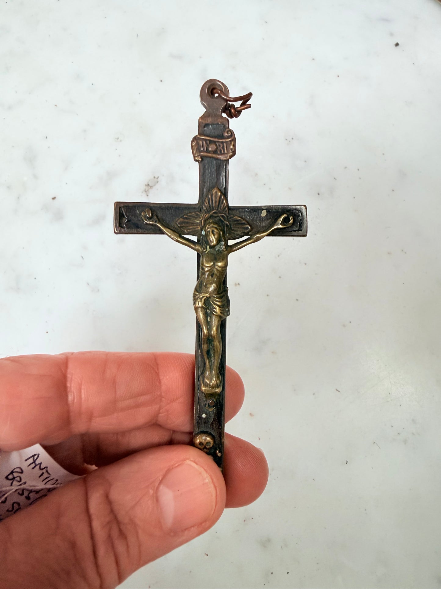 Antique Cast Brass Crucifix.