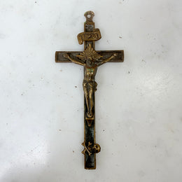 Antique Brass Crucifix C1900