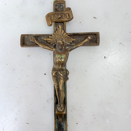 Antique Brass Crucifix C1900