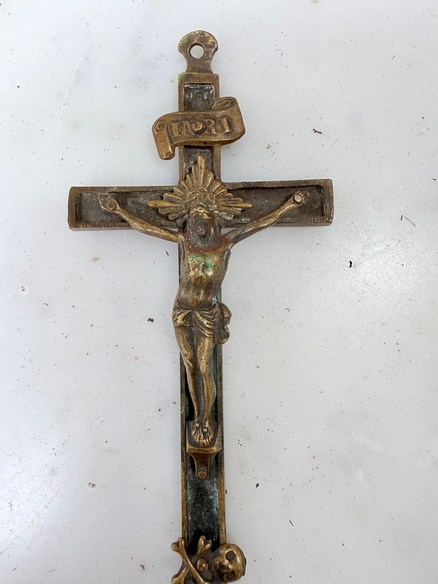 Antique Brass Crucifix C1900