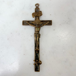 Antique Brass Crucifix C1900
