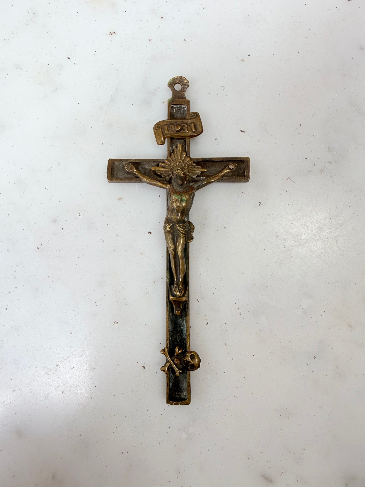 Antique Brass Crucifix C1900
