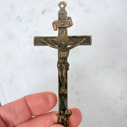 Antique Brass Crucifix C1900