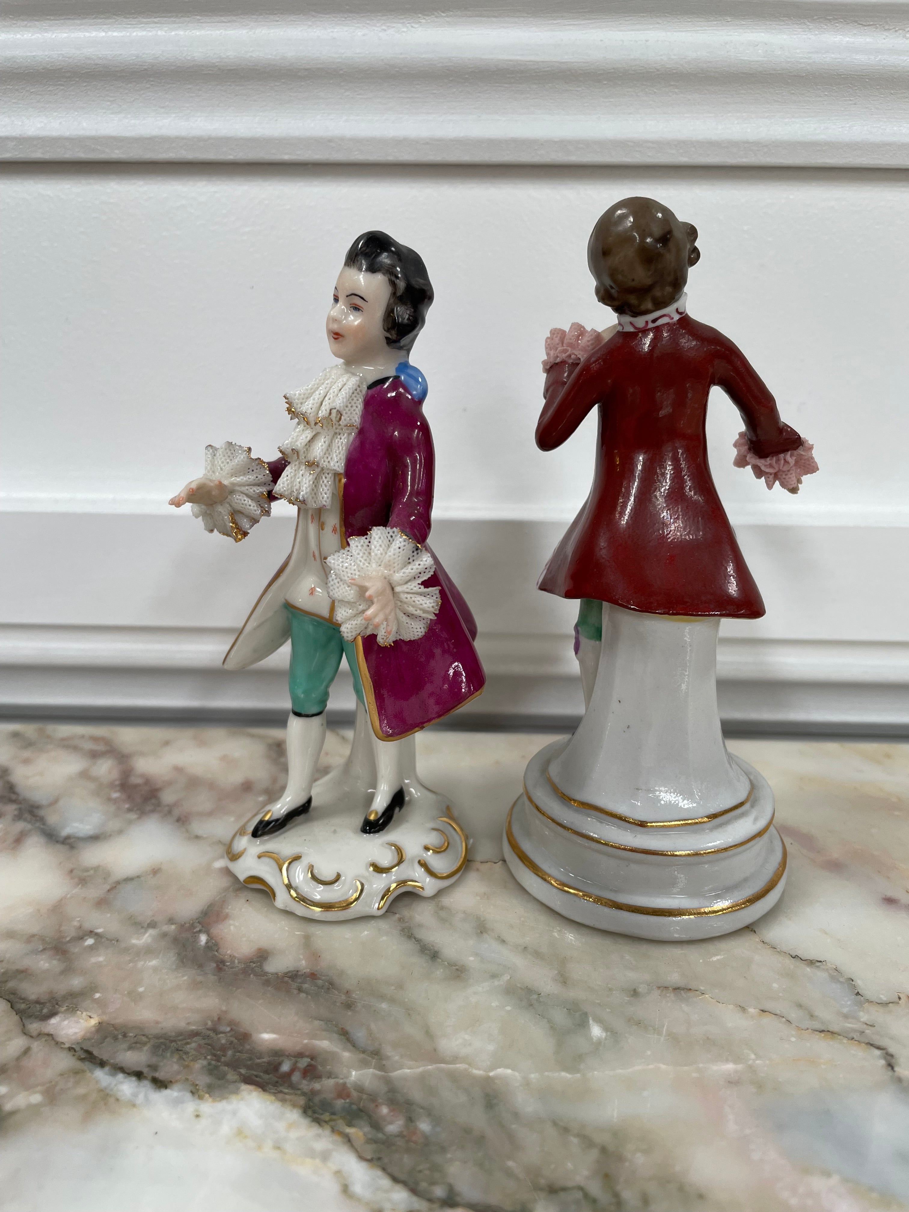 Pair of Male Dresden Figurines | Antique & Vintage | Moonee Ponds Antiques | Australia Wide Delivery