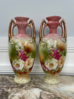 Pair of Pretty Edwardian Mantle Vases | Antique & Vintage | Moonee Ponds Antiques | Australia Wide Delivery