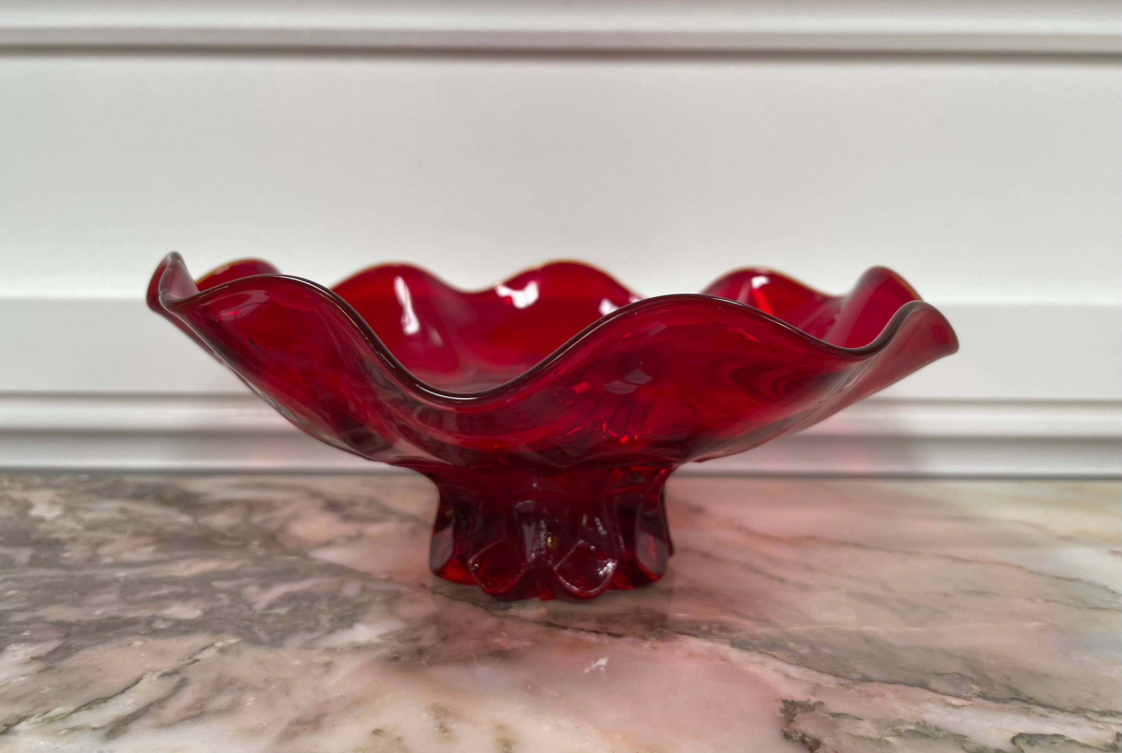Vintage Red Glass Bowl | Antique & Vintage | Moonee Ponds Antiques | Australia Wide Delivery