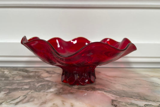 Vintage Red Glass Bowl