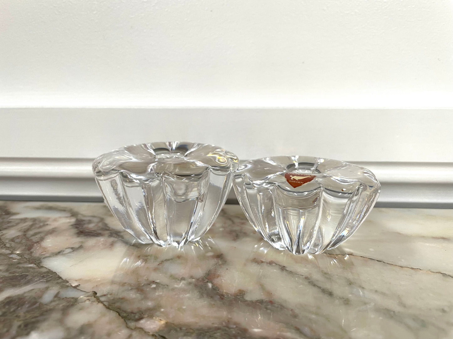 Pair of Orrefors Candle Holders