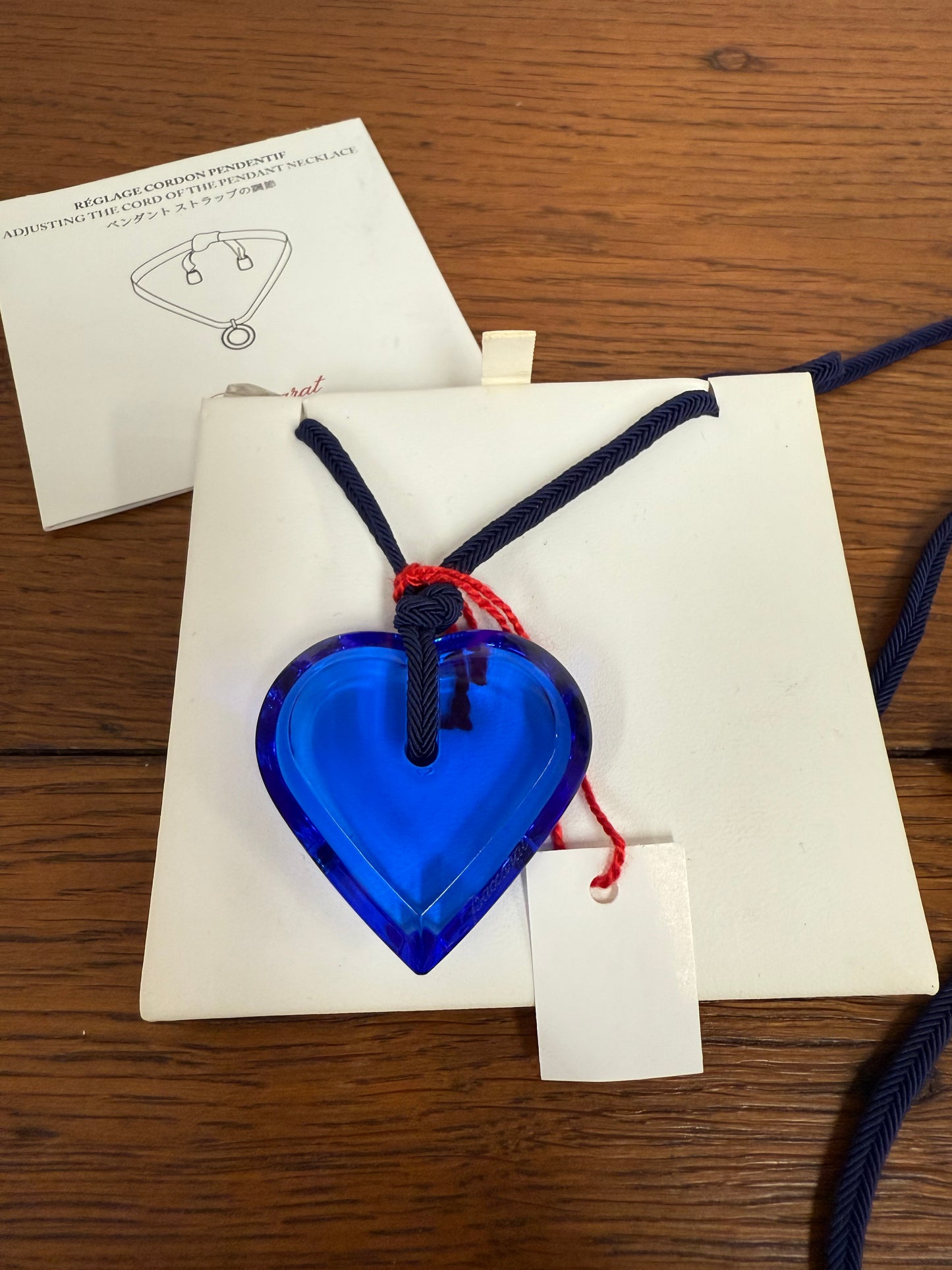 Stunning Cobalt Blue Baccarat Crystal Heart Pendant
