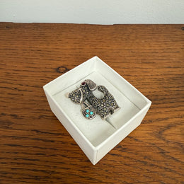 Cute Vintage Doggie Sterling Silver & Marcasite Brooch