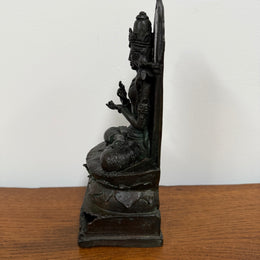 Antique Bronze Statue of Goddess Tara On Throne