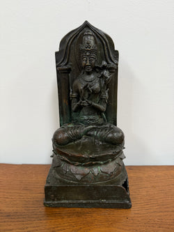 Antique Bronze Statue of Goddess Tara On Throne | Antique & Vintage | Moonee Ponds Antiques | Australia Wide Delivery