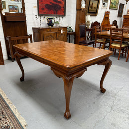 Beautiful French Parquetry Top Extension Table With Ball & Claw Feet