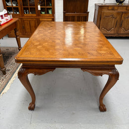 Beautiful French Parquetry Top Extension Table With Ball & Claw Feet