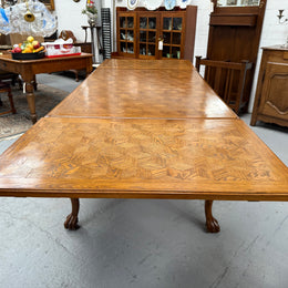 Beautiful French Parquetry Top Extension Table With Ball & Claw Feet