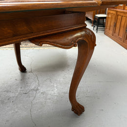 Beautiful French Parquetry Top Extension Table With Ball & Claw Feet