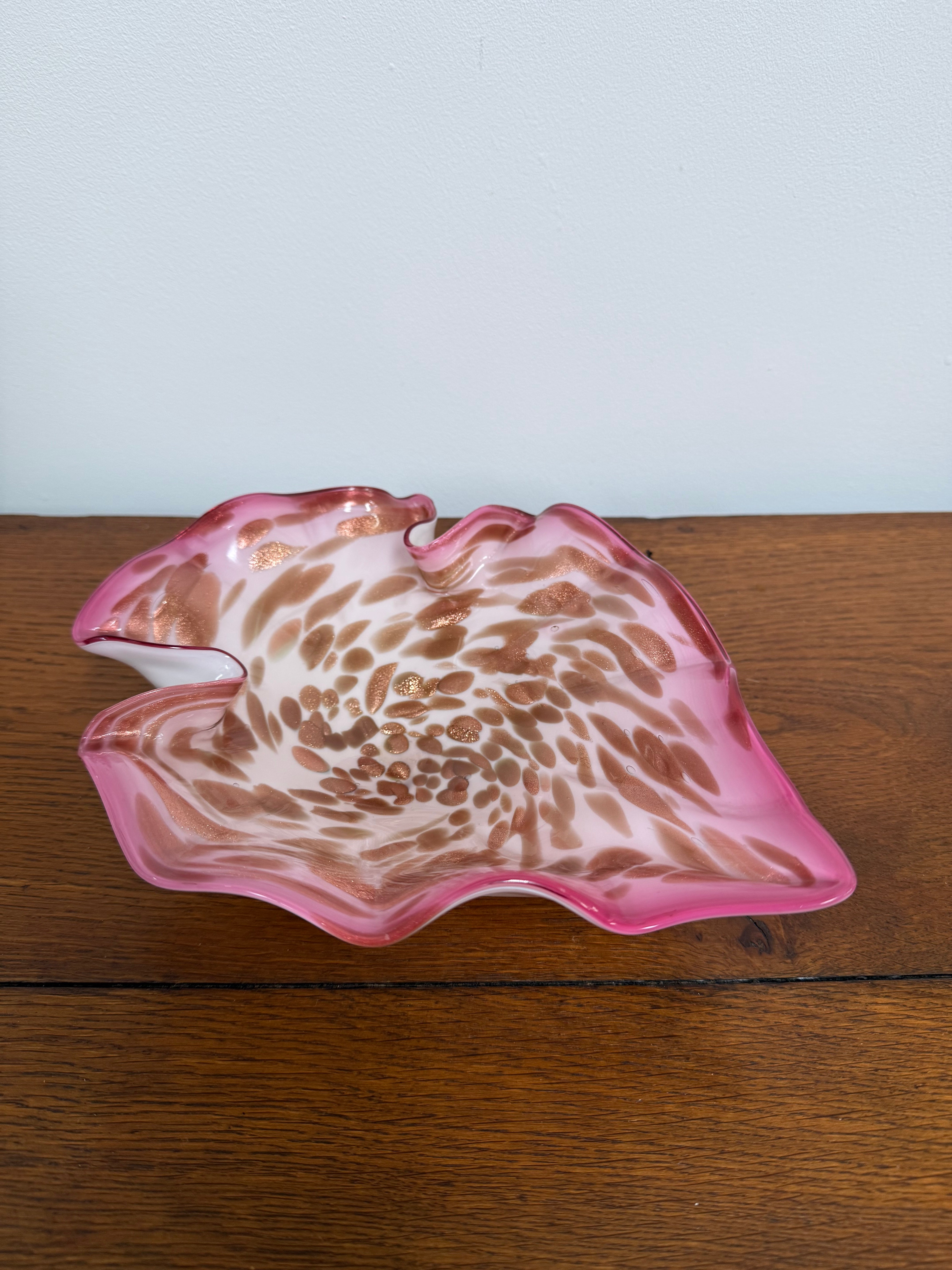 Vetro Artistico Veneziano Murano Pink Glass Bowl With Copper Aventurine | Antique & Vintage | Moonee Ponds Antiques | Australia Wide Delivery