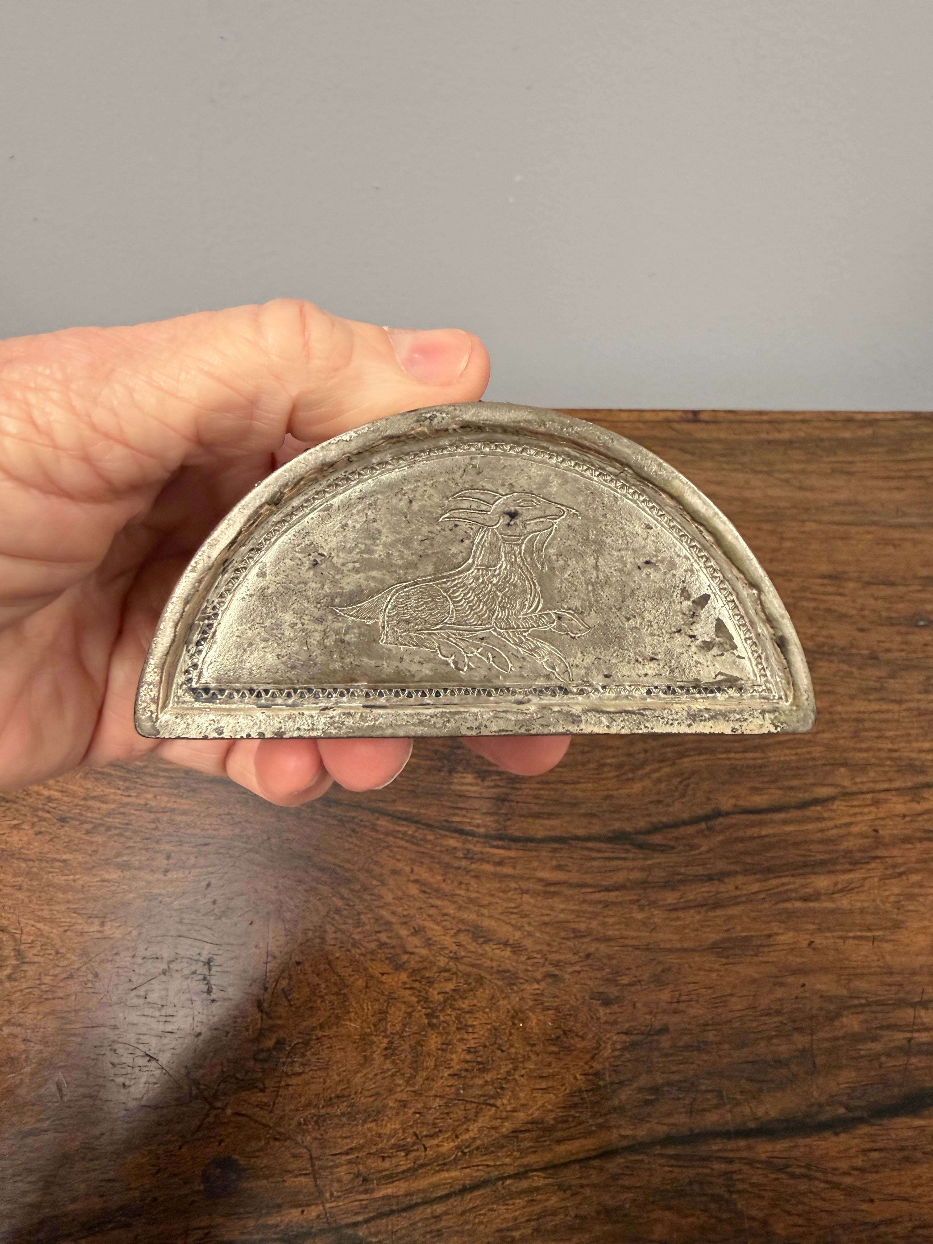 Antique Burmese Silver Crescent Moon Betel Lime Box