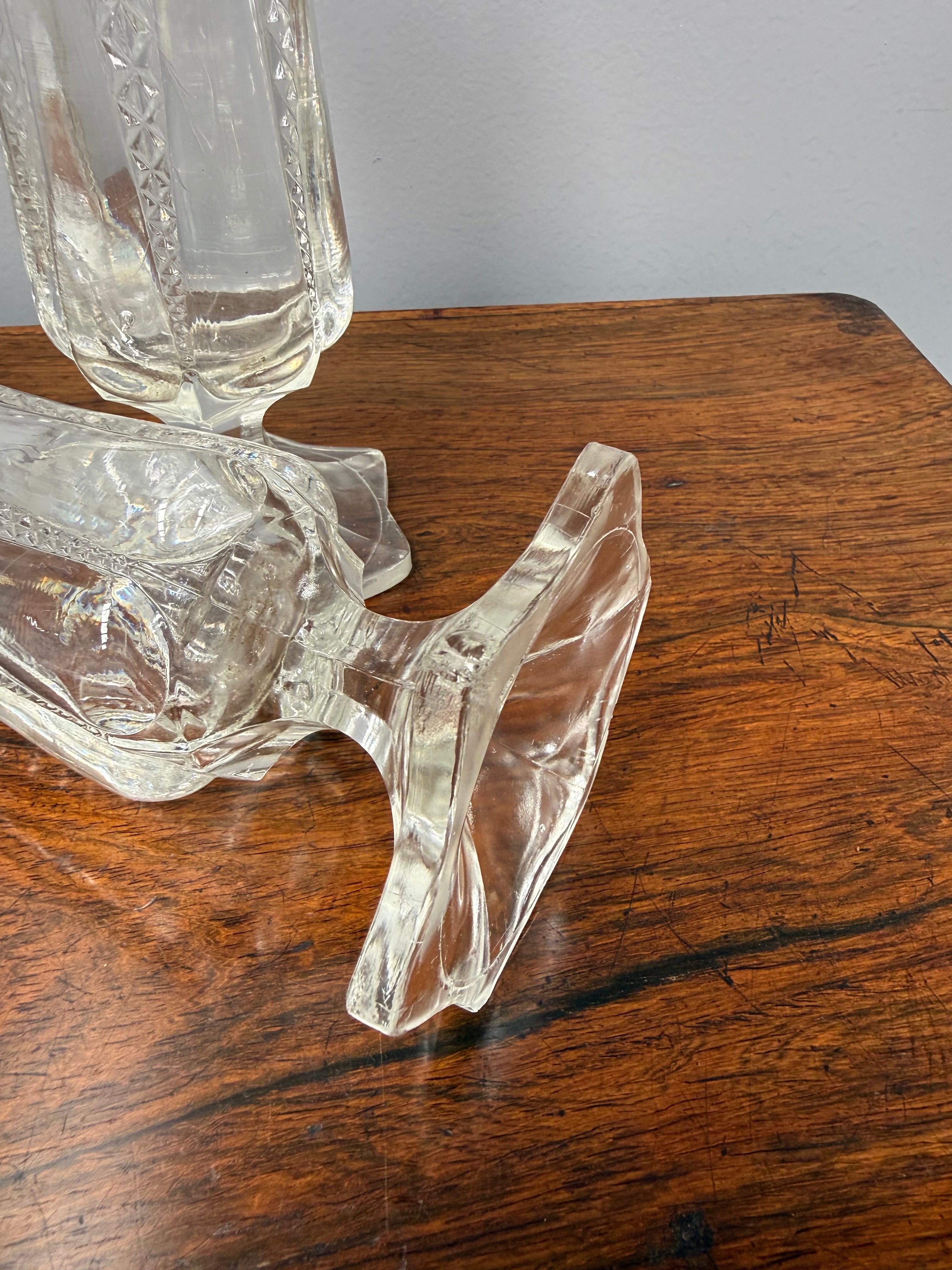 Pair Antique Pressed Glass Celery Vases