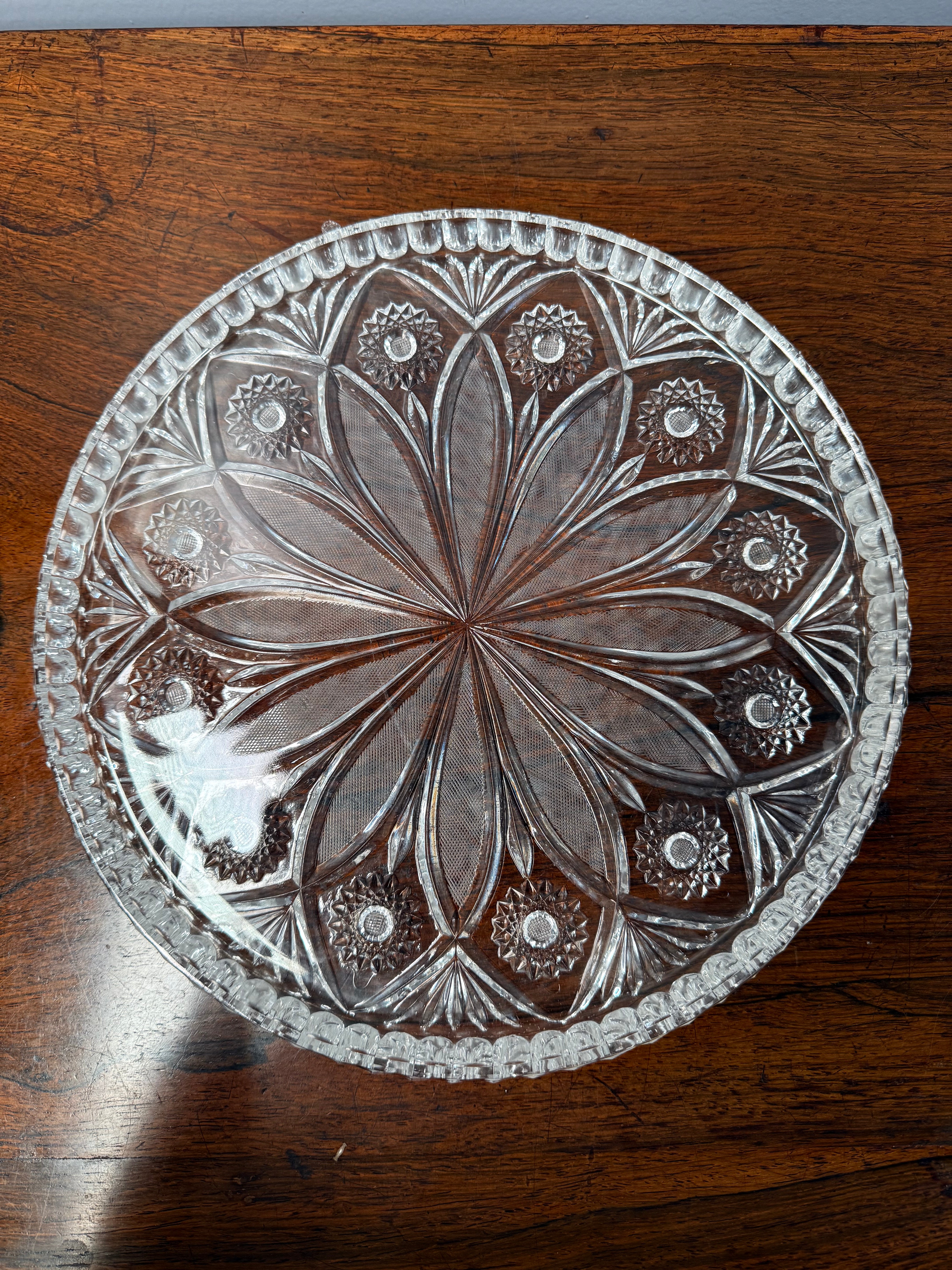 Vintage Pressed Crystal Glass Serving Tray