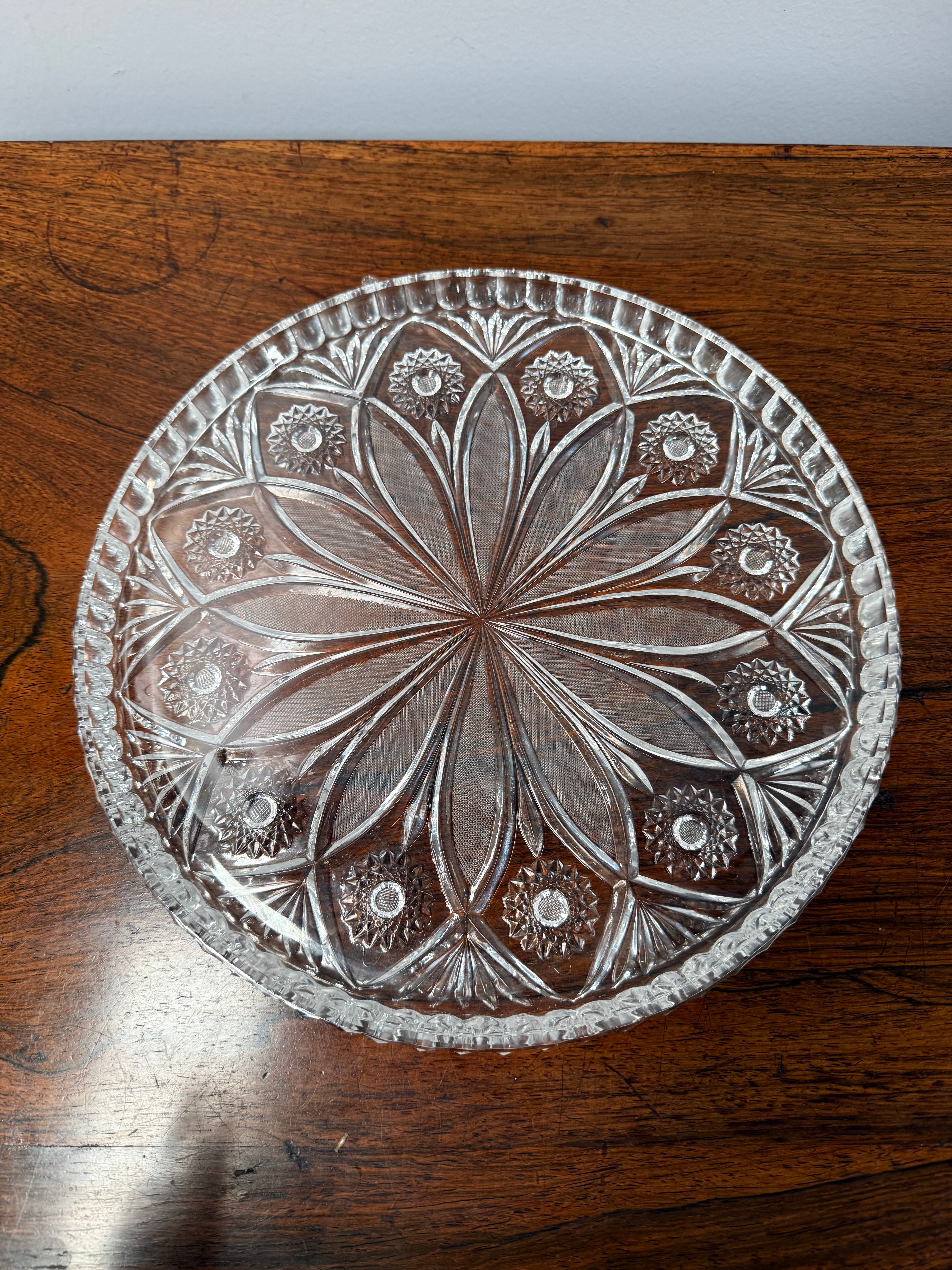 Vintage Pressed Crystal Glass Serving Tray