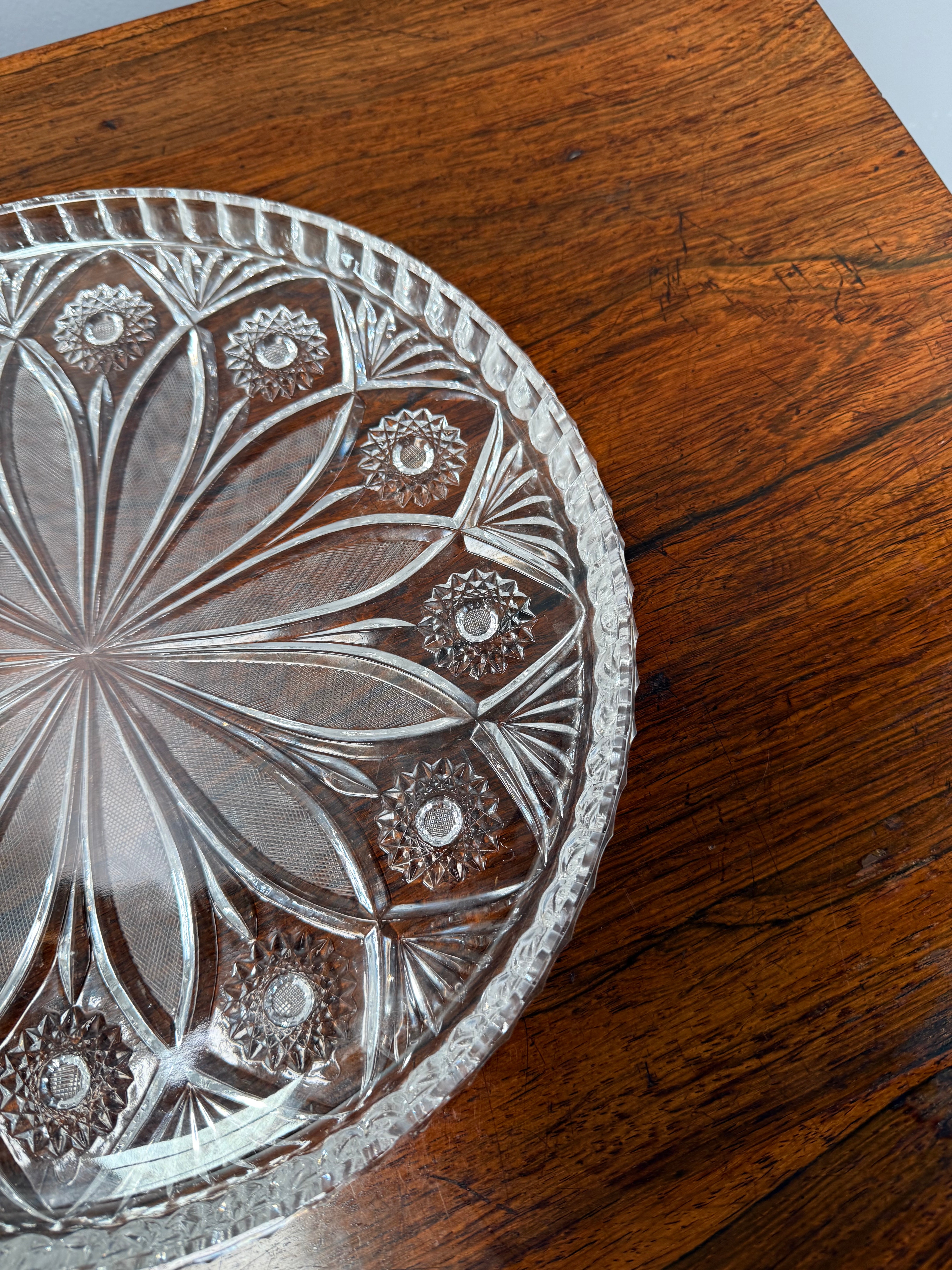 Vintage Pressed Crystal Glass Serving Tray
