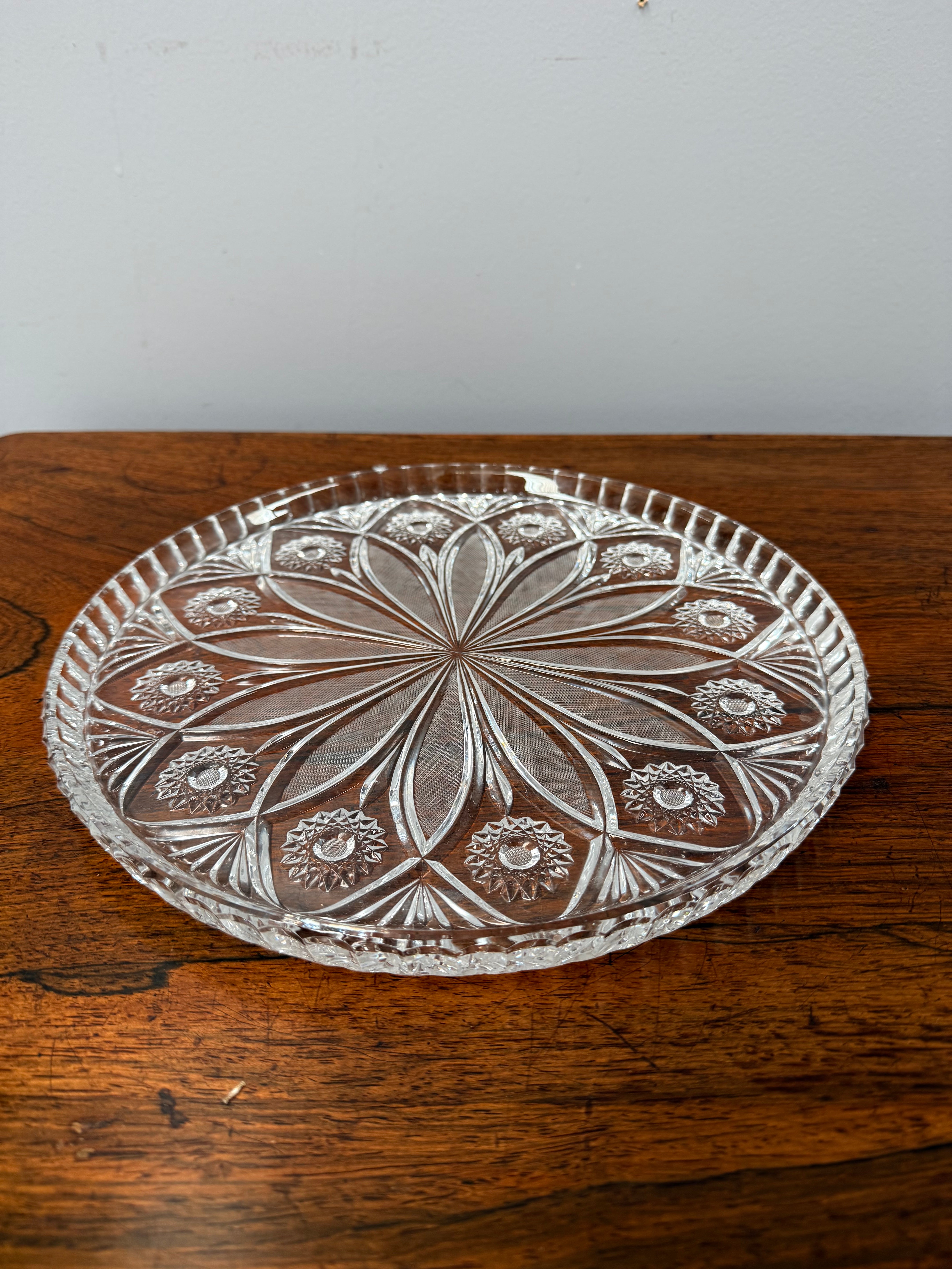 Vintage Pressed Crystal Glass Serving Tray