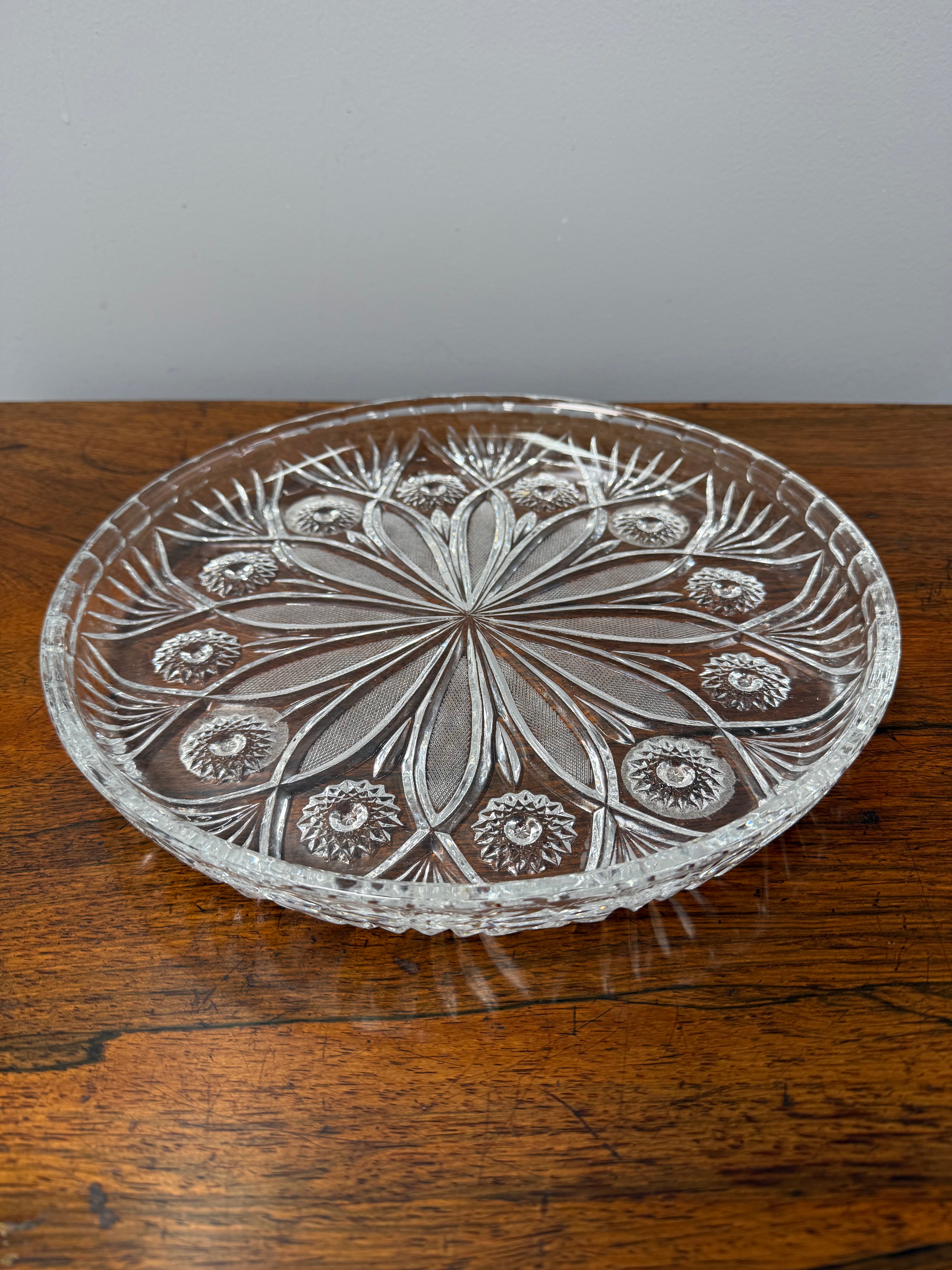 Vintage Pressed Crystal Glass Serving Tray