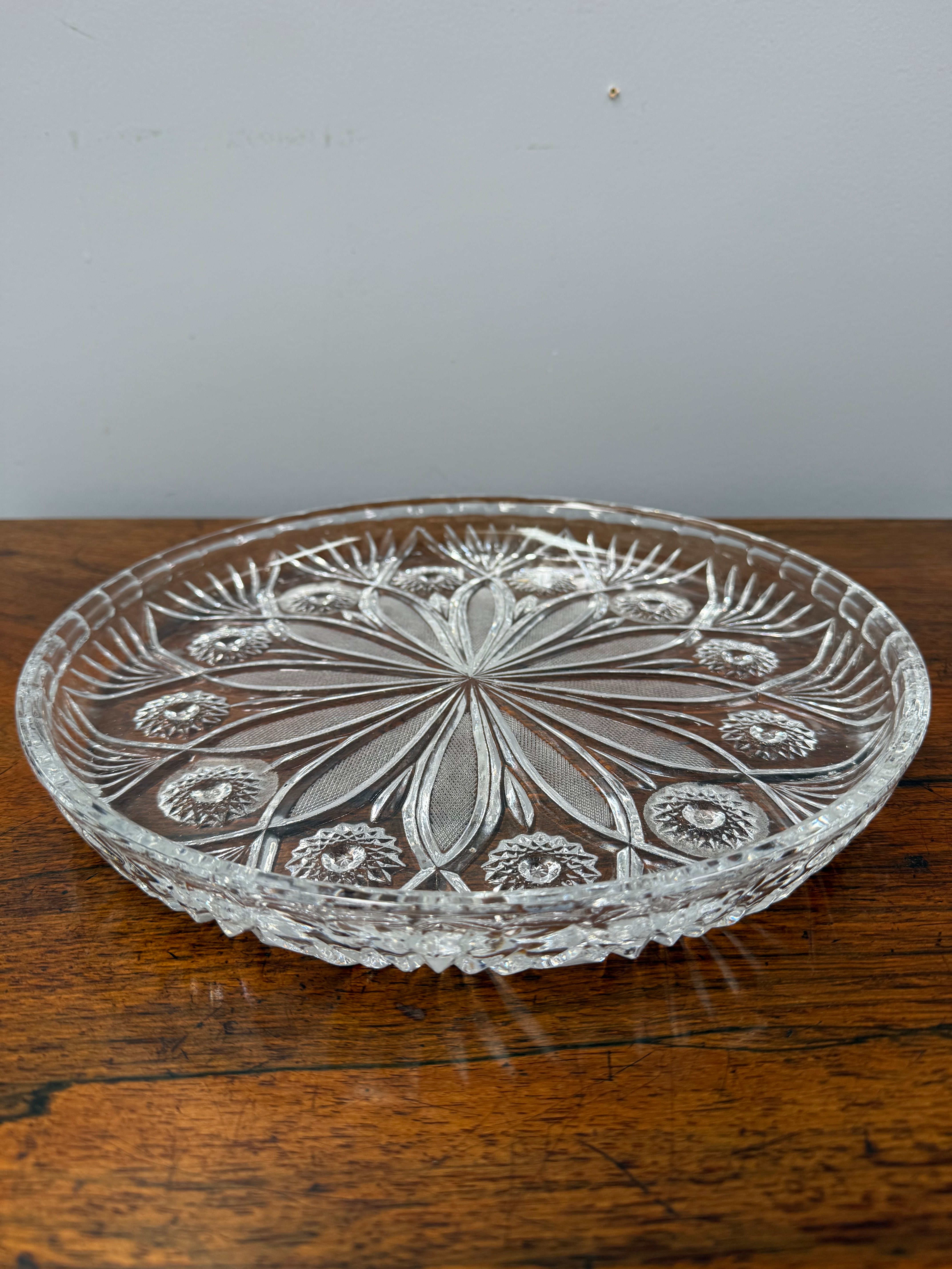 Vintage Pressed Crystal Glass Serving Tray