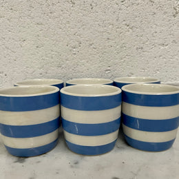 Antique Set of Six Blue Cornishware Egg Cups