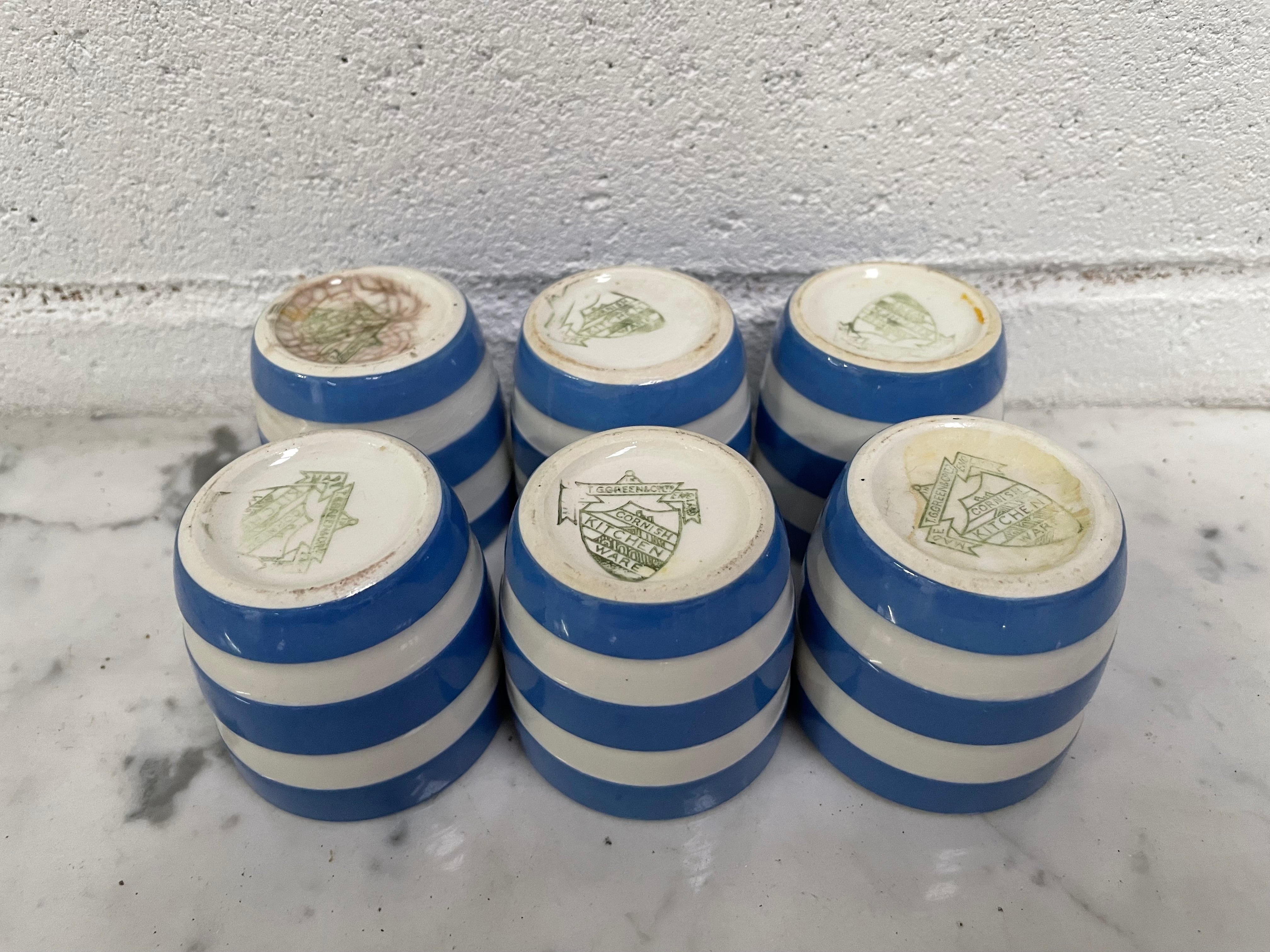 Antique Set of Six Blue Cornishware Egg Cups | Antique & Vintage | Moonee Ponds Antiques | Australia Wide Delivery