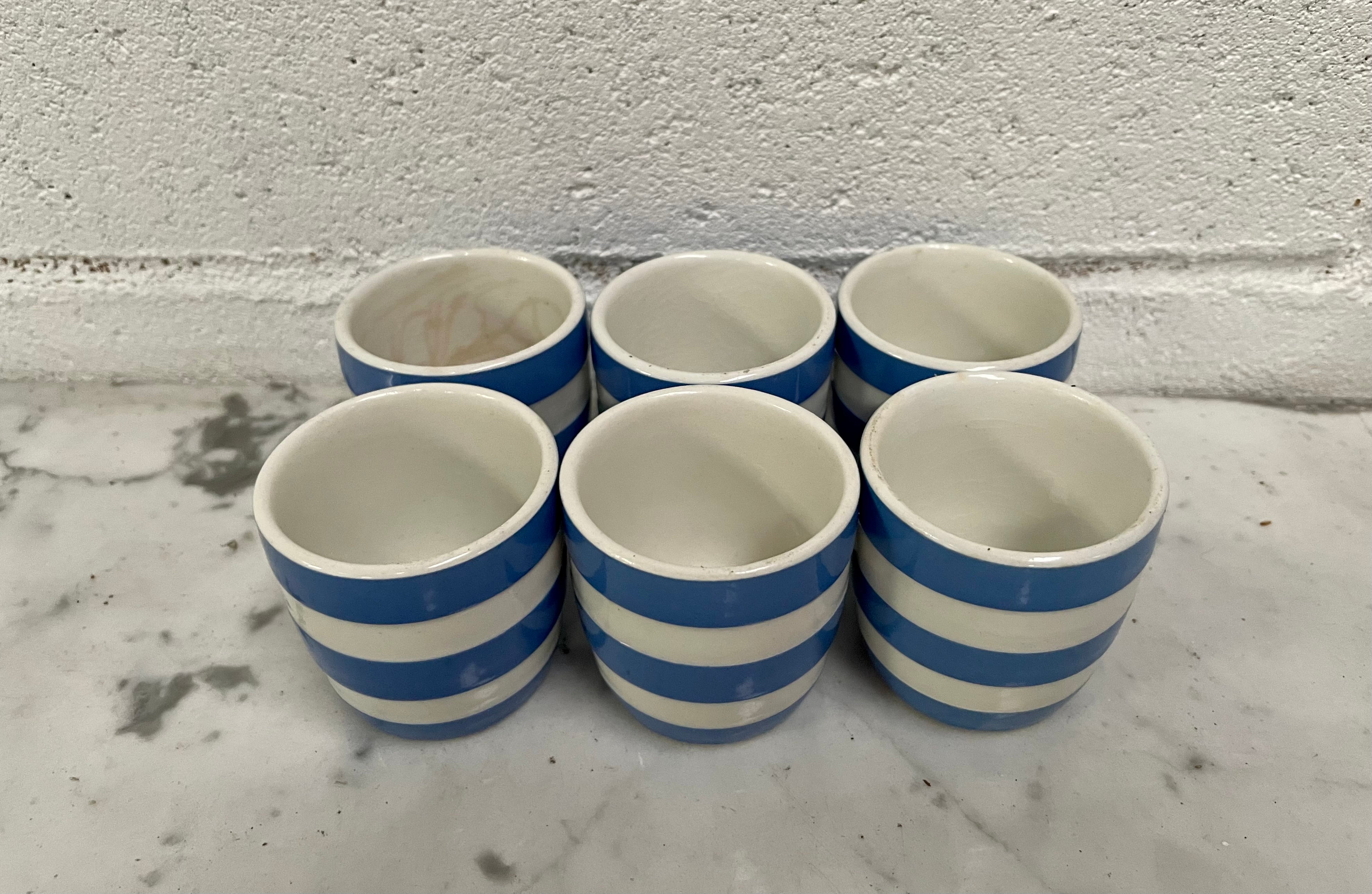 Antique Set of Six Blue Cornishware Egg Cups | Antique & Vintage | Moonee Ponds Antiques | Australia Wide Delivery