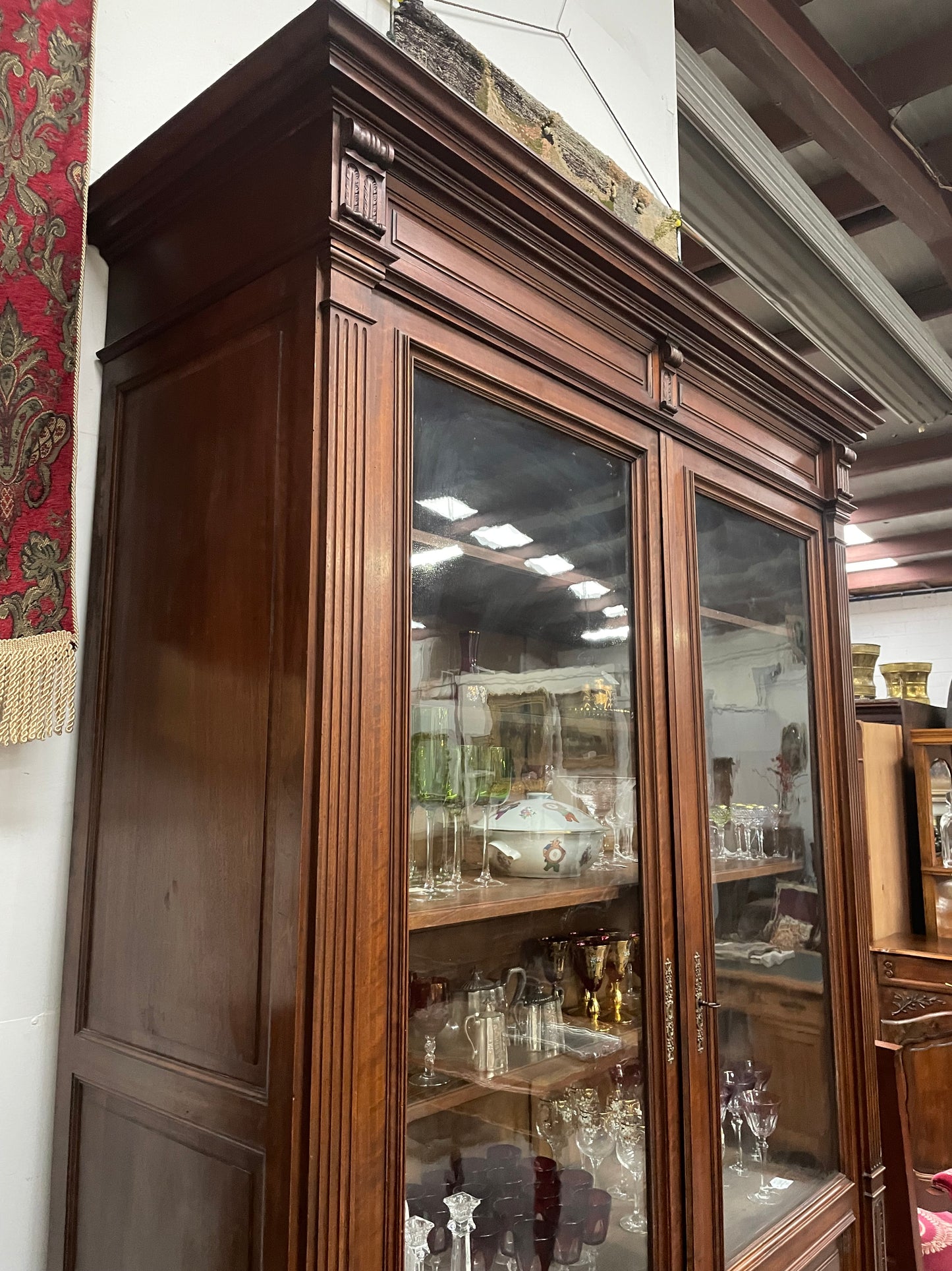 Grand French Walnut Louis XVI Style Two Door Bookcase
