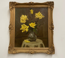 Beautifully Framed Yellow Roses Floral Oil Painting | Antique & Vintage | Moonee Ponds Antiques | Australia Wide Delivery