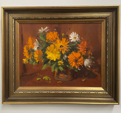 Beautiful Framed Mid Century Daisies Floral Painting | Antique & Vintage | Moonee Ponds Antiques | Australia Wide Delivery